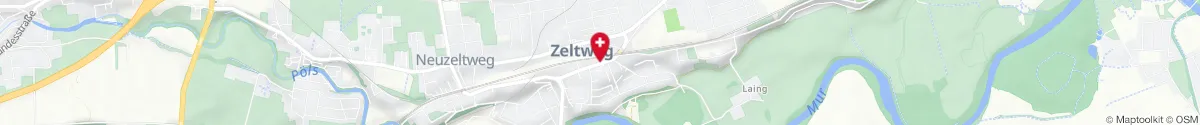 Kartendarstellung des Standorts für Aichfeld-Apotheke in 8740 Zeltweg